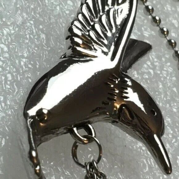 Hummingbird Handbag Charm Silver Tone Dangling Flower Charms - Picture 4 of 5